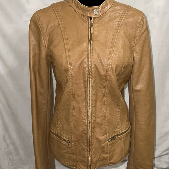 Express Leather Jacket Tan - Picture 3 of 11